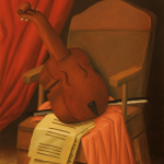 galleriad artecontini fernando botero violin on chair 2005
