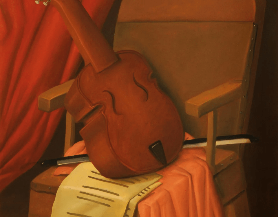 galleriad artecontini fernando botero violin on chair 2005
